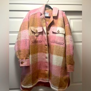 Plaid Pink and Tan Women's Jacket